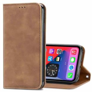 For iPhone 12 Pro Max Retro Skin Feel Business Magnetic Horizontal Flip Leather Case with Holder & Card Slots & Wallet & Photo Frame(Brwon)