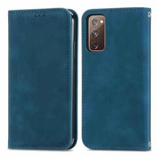 Retro Skin Feel Business Magnetic Horizontal Flip Leather Case With Holder & Card Slots & Wallet & Photo Frame For Samsung Galaxy S20 FE(Blue)