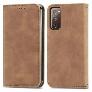 Retro Skin Feel Business Magnetic Horizontal Flip Leather Case With Holder & Card Slots & Wallet & Photo Frame For Samsung Galaxy S20 FE(Brown)