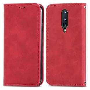 Retro Skin Feel Business Magnetic Horizontal Flip Leather Case With Holder & Card Slots & Wallet & Photo Frame For OnePlus 8(Red)