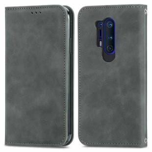 Retro Skin Feel Business Magnetic Horizontal Flip Leather Case With Holder & Card Slots & Wallet & Photo Frame For OnePlus 8 Pro(Grey)
