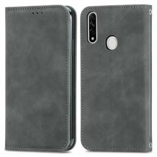 Retro Skin Feel Business Magnetic Horizontal Flip Leather Case With Holder & Card Slots & Wallet & Photo Frame For OPPO A8(Grey)