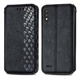 For LG K22 Cubic Grid Pressed Horizontal Flip Magnetic PU Leather Case with Holder & Card Slots & Wallet(Black)