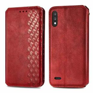 For LG K22 Cubic Grid Pressed Horizontal Flip Magnetic PU Leather Case with Holder & Card Slots & Wallet(Red)