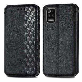 For LG K52 Cubic Grid Pressed Horizontal Flip Magnetic PU Leather Case with Holder & Card Slots & Wallet(Black)