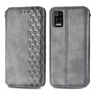 For LG K52 Cubic Grid Pressed Horizontal Flip Magnetic PU Leather Case with Holder & Card Slots & Wallet(Gray)