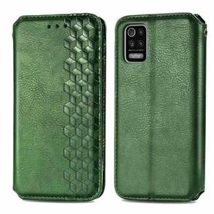 For LG K52 Cubic Grid Pressed Horizontal Flip Magnetic PU Leather Case with Holder & Card Slots & Wallet(Green)