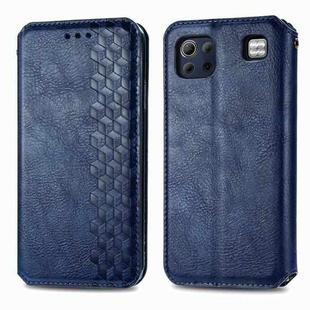 For LG K92 5G Cubic Grid Pressed Horizontal Flip Magnetic PU Leather Case with Holder & Card Slots & Wallet(Blue)