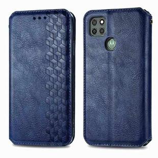 For Motorola G9 power Cubic Grid Pressed Horizontal Flip Magnetic PU Leather Case with Holder & Card Slots & Wallet(Blue)