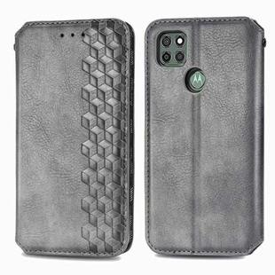 For Motorola G9 power Cubic Grid Pressed Horizontal Flip Magnetic PU Leather Case with Holder & Card Slots & Wallet(Gray)