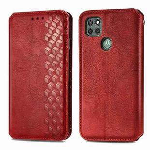 For Motorola G9 power Cubic Grid Pressed Horizontal Flip Magnetic PU Leather Case with Holder & Card Slots & Wallet(Red)