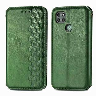 For Motorola G9 power Cubic Grid Pressed Horizontal Flip Magnetic PU Leather Case with Holder & Card Slots & Wallet(Green)