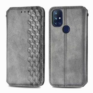 For OnePlus N10 Cubic Grid Pressed Horizontal Flip Magnetic PU Leather Case with Holder & Card Slots & Wallet(Gray)