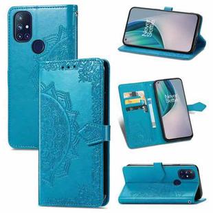 For OnePlus Nord N10 5G Mandala Flower Embossed Horizontal Flip Leather Case (Blue)