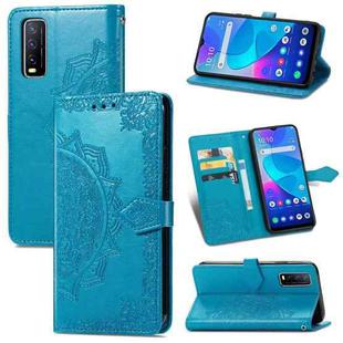 For vivo Y20 Mandala Flower Embossed Horizontal Flip Leather Case with Holder & Three Card Slots & Wallet & Lanyard(Blue)