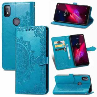 For T-Mobile Revvl 4 Mandala Flower Embossed Horizontal Flip Leather Case with Holder & Three Card Slots & Wallet & Lanyard(Blue)