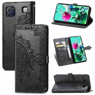 For LG K92 5G Mandala Flower Embossed Horizontal Flip Leather Case with Holder & Three Card Slots & Wallet & Lanyard(Black)