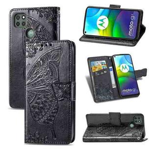 For Motorola Moto G9 Power Butterfly Love Flower Embossed Horizontal Flip Leather Case with Bracket / Card Slot / Wallet / Lanyard(Black)