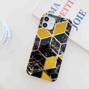 For iPhone 12 Pro Max Glitter Powder Electroplated Marble TPU Phone Case(Black)