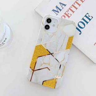 Glitter Powder Electroplated Marble TPU Phone Case For iPhone 12 / 12 Pro(White)