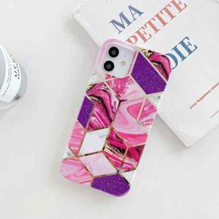 For iPhone 12 mini Glitter Powder Electroplated Marble TPU Phone Case (Purple)