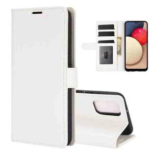 For Samsung Galaxy A02s (EU Version) R64 Texture Single Horizontal Flip Protective Case with Holder & Card Slots & Wallet& Photo Frame(White)