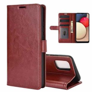 For Samsung Galaxy A02s (EU Version) R64 Texture Single Horizontal Flip Protective Case with Holder & Card Slots & Wallet& Photo Frame(Brown)