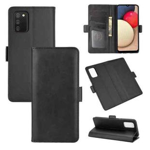 For Samsung Galaxy A02s (EU Version) Dual-side Magnetic Buckle Horizontal Flip Leather Case with Holder & Card Slots & Wallet(Black)