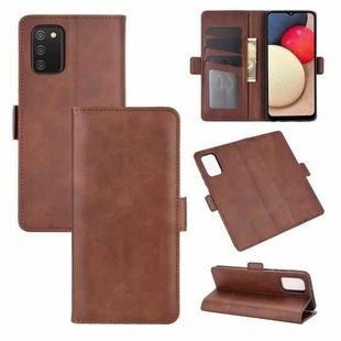 For Samsung Galaxy A02s (EU Version) Dual-side Magnetic Buckle Horizontal Flip Leather Case with Holder & Card Slots & Wallet(Brown)