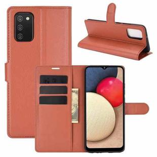 For Samsung Galaxy A02s (EU Version) Litchi Texture Horizontal Flip Protective Case with Holder & Card Slots & Wallet(Brown)