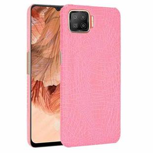 For OPPO F17 / A73 2020 Shockproof Crocodile Texture PC + PU Case(Pink)