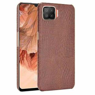 For OPPO F17 / A73 2020 Shockproof Crocodile Texture PC + PU Case(Brown)