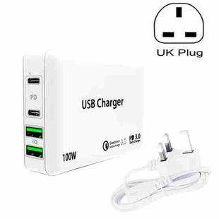 PD 65W Dual USB-C / Type-C + Dual USB 4-port Charger with Power Cable for Apple / Huawei / Samsung Laptop UK Plug