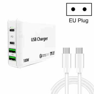 PD65W-A9 PD 65W Dual Dort USB-C / Type-C + Dual USB Charger with 5A USB-C / Type-C to USB-C / Type-C Fast Charging Cable for Apple MacBook Series EU Plug