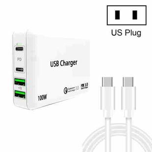 PD65W-A9 PD 65W Dual Dort USB-C / Type-C + Dual USB Charger with 5A USB-C / Type-C to USB-C / Type-C Fast Charging Cable for Apple MacBook Series US Plug