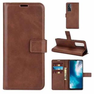 Retro Calf Pattern Buckle Horizontal Flip Leather Case with Holder & Card Slots & Wallet For Vivo V20 SE / Y70(Dark Brown)