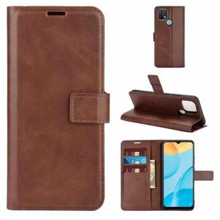 Retro Calf Pattern Buckle Horizontal Flip Leather Case with Holder & Card Slots & Wallet For OPPO A15(Dark Brown)