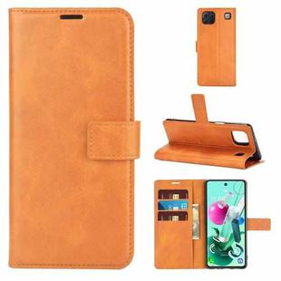 Retro Calf Pattern Buckle Horizontal Flip Leather Case with Holder & Card Slots & Wallet For LG K92 5G(Yellow)