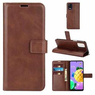 Retro Calf Pattern Buckle Horizontal Flip Leather Case with Holder & Card Slots & Wallet For LG K52 / K62 / Q52(Dark Brown)