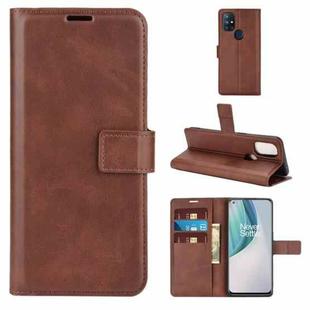 For OnePlus Nord N10 5G Retro Calf Pattern Buckle Horizontal Flip Leather Case with Holder & Card Slots & Wallet(Dark Brown)