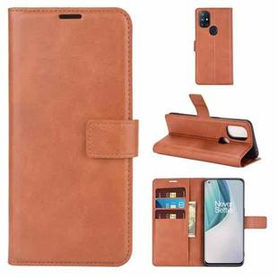 For OnePlus Nord N10 5G Retro Calf Pattern Buckle Horizontal Flip Leather Case with Holder & Card Slots & Wallet(Light Brown)