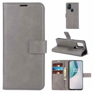 For OnePlus Nord N10 5G Retro Calf Pattern Buckle Horizontal Flip Leather Case with Holder & Card Slots & Wallet(Grey)