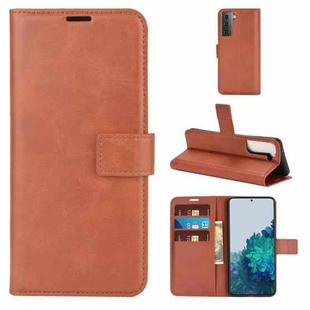 For Samsung Galaxy S21 5G Retro Calf Pattern Buckle Horizontal Flip Leather Case with Holder & Card Slots & Wallet(Light Brown)