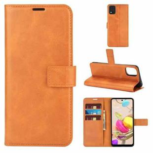 For LG K42 Retro Calf Pattern Buckle Horizontal Flip Leather Case with Holder & Card Slots & Wallet(Yellow)