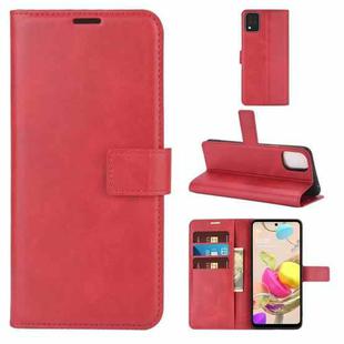 For LG K42 Retro Calf Pattern Buckle Horizontal Flip Leather Case with Holder & Card Slots & Wallet(Red)