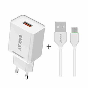 ENKAY Hat-Prince T033 18W 3A QC3.0 Fast Charging Power Adapter EU Plug Portable Travel Charger With 3A 1m Micro USB Cable