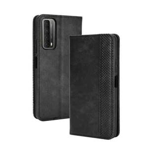 For Huawei P smart 2021/Y7a Magnetic Buckle Retro Crazy Horse Texture Horizontal Flip Leather Case with Holder & Card Slots & Photo Frame(Black)