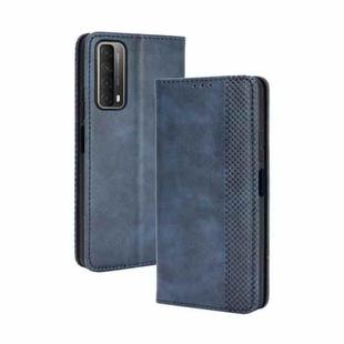 For Huawei P smart 2021/Y7a Magnetic Buckle Retro Crazy Horse Texture Horizontal Flip Leather Case with Holder & Card Slots & Photo Frame(Blue)