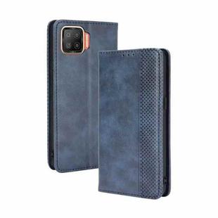 For OPPO F17 / A73 2020 Magnetic Buckle Retro Crazy Horse Texture Horizontal Flip Leather Case with Holder & Card Slots & Photo Frame(Blue)