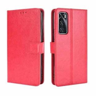 For vivo V20 SE/Y70 2020 Retro Crazy Horse Texture Horizontal Flip Leather Case , with Holder & Card Slots & Photo Frame(Red)